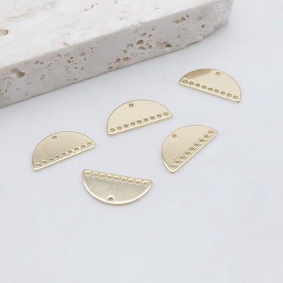 10pcs Half Circle Connector with loops, Metal Blank, 14K Gold Plated, Semi-Circle Connectors, 21*10.5mm Jewelry Findings ZX132-D0002