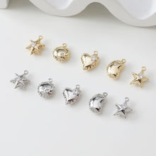 Load image into Gallery viewer, Balloon Style, Hexagram, Heart, Round, Pea, Star Charms, CZ Pave Pendant, 14K Gold Plated, Necklace Making Charms, Jewelry Findings ZZ043