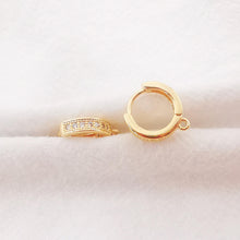 Load image into Gallery viewer, 10PCS Cubic Pave Ear Hoops, 14mm 14K Gold Plated Leverback Earrings, Huggie Hoops Earring Finding with Loops Z062