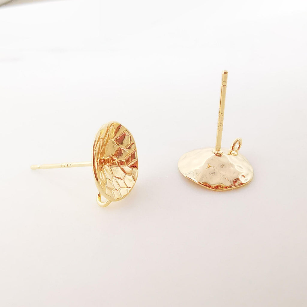 10pcs 14K Gold Cup Earring Post With Loop, 10mm, S925 Silver Pin Nickel Free Earrings, Ear Stud, Hypoallergenic Earring Findings Z066