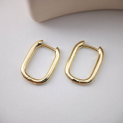 Gold U Shape Hoop Earring, 15.7*22mm, 18K Gold Plated Leverback Earrings, Huggie Hoops Earring D0130