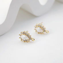 تحميل الصورة إلى عارض المعرض، أقراط على شكل زهرة بوهو من الزركونيا المكعبة المتدلية، مطلية بالذهب مع حلقة، مضادة للحساسية، أدوات يدوية الصنع لتركيب الأقراط، لوازم صنع الأقراط بنفسك D0247