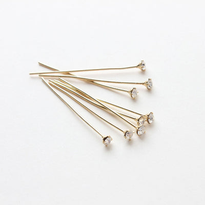 10pcs Crystal Head Pins, Czech Crystal, 14K Gold Plated, 22 Gauge, 32mm Component for Jewelry Making Findings ZZ066