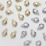 Irregular Zirconia Pendant, CZ Stone Charm, 14K Gold/Silver Plated Eye Shape Charm, Necklace Pendant, Clear CZ Pave Pendant GZ255