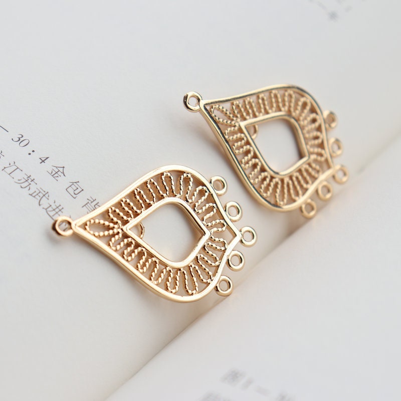 10pcs Boho Connector Pendant, Openwork Charm, 14K Gold Plated CZ Pave, Necklace Making Charm, Jewelry Findings JY068-F271