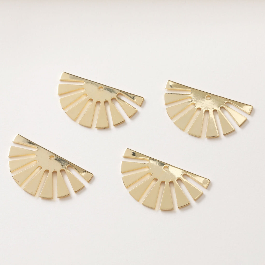 10pcs Gold Fan Shape Charms, 14K Gold/Silver Plated, Dainty Fan Shape Pendant, Bracelet Making Pendant JH021-D0021