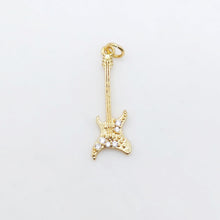 Load image into Gallery viewer, Band Guitar Pendants Collection, 18K Gold Plated, Bass Charm, Necklace Charms, Jewelry Findings S20506