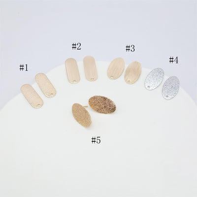 10pcs Oval Post With Loop, Frosted Surface, 18K Gold Stud Earring Nickel Free, Hypoallergenic Earring Findings ZX130