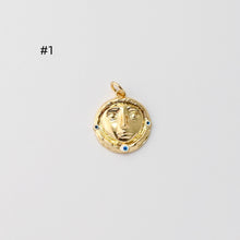 Load image into Gallery viewer, Sunny Face Pendant, Round Pendant, Irregular Face, 18K Gold Plated, For Bracelet And Necklace Making, Jewelry Findings S1409