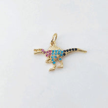 Load image into Gallery viewer, Dinosaur Pendant Collection, Animal Pendant, Rainbow CZ Pave Pendant, 18K Gold Plated Pendant, Jewelry Findings S20623