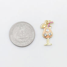 Load image into Gallery viewer, Summer Drink Charms, 18K Gold Plated, Cubic Pave Charms, Enamel Drinks Pendant, Necklace charms, 24*13.5mm, Jewelry Findings S20585
