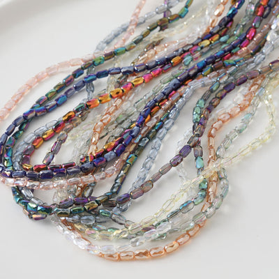 Rectangular Glass Beads, 6.4*4.1mm, Crystal Glass Loose Beads for Jewelry Making, DIY Beads Finding GZ544