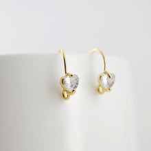 Load image into Gallery viewer, 18K Gold Plated Ear Wires, heart Cubic Pave Earring Hooks, Nickel Free, Fish Hooks, Ear Wires for Jewelry Making D0169