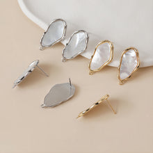 Load image into Gallery viewer, Irregular Shell Earring Post, 14K Gold/Silver Plated, S925 Silver Pin Nickel Free Earrings, Hypoallergenic Earring Findings JJ013