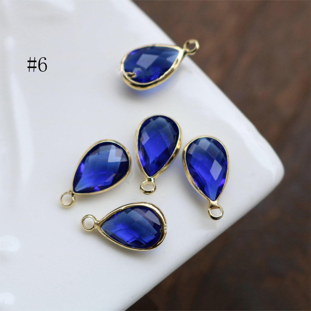 10 قطع - دلايات كريستال صغيرة على شكل دمعة، مطلية بالذهب/الفضة عيار 14 قيراطًا، مقاس 7×10 مم، قطع مجوهرات HL116-F041