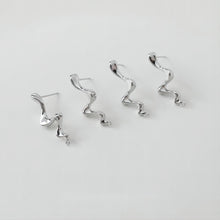 Load image into Gallery viewer, Wave Earring Post with Loop, 14K Gold/Silver, S925 Silver Pin Nickel Free Earrings, Wave Ear Stud with Loop GE009-D0487