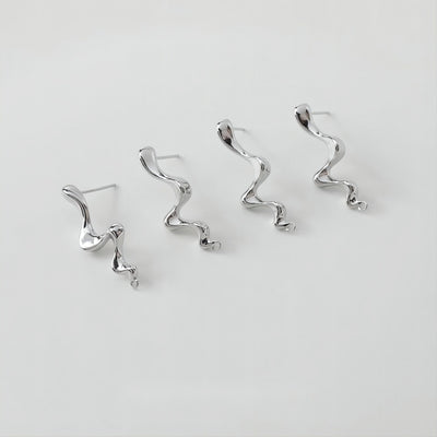 Wave Earring Post with Loop, 14K Gold/Silver, S925 Silver Pin Nickel Free Earrings, Wave Ear Stud with Loop GE009-D0487