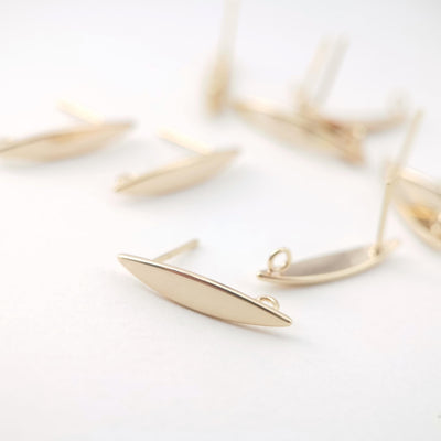 10pcs Gold leaves Earring Post With Loop, Nickel Free Earrings, Ear Stud Loop, Hypoallergenic Earring Findings ZX077