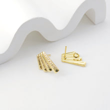 Load image into Gallery viewer, Ray Brushed Faceted Earring Post with Loop, 18K Gold Plated, Nickel Free Earrings, Hypoallergenic Earring Findings D0205