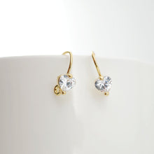 Load image into Gallery viewer, 18K Gold Plated Ear Wires, heart Cubic Pave Earring Hooks, Nickel Free, Fish Hooks, Ear Wires for Jewelry Making D0169