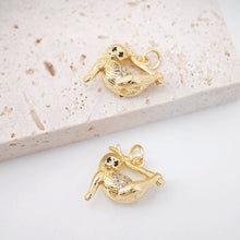 Load image into Gallery viewer, Sloth Charm, 18K Gold Plated Sloth Pendant, 16.4mm, 3D Sloth Animal Necklace Charm, Jewelry Findings S358