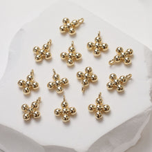 Cargar imagen en el visor de la galería, Dijes de cruz de oro, colgante de cruz con cuentas, colgante religioso con pavé de circonitas, chapado en oro de 18 quilates, dijes para hacer collares, accesorios de joyería GZ374