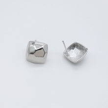 Load image into Gallery viewer, 10pcs Square Heart Earring Post, S925 Silver Pin Nickel Free Earrings, Diamond cut Square Shape Ear Stud with Loop ZX096