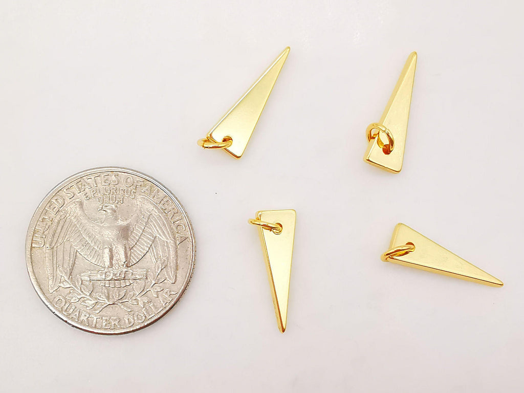 Dainty Triangular Charm, 18K Shiny Gold Plated Pendant, Necklace Bracelet Earring Making Charm, 18X6mm, Jewelry Making Supply S828