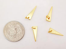 Load image into Gallery viewer, Dainty Triangular Charm, 18K Shiny Gold Plated Pendant, Necklace Bracelet Earring Making Charm, 18X6mm, Jewelry Making Supply S828