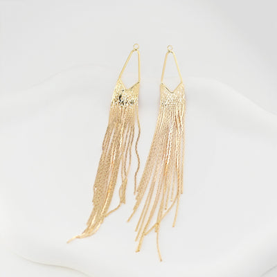 Gold Chain Tassel Pendant, Gold Wheat Style Chain Charm, 18K Gold Plated Earring Chain Pendant, Earring Findings ZX347