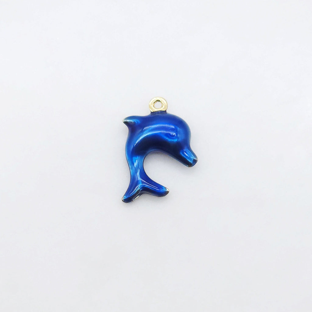 3D Enamel Dolphin Charms, 18K Gold Plated Marine life Charms, Marine life Pendant, Necklace Making Charm, Jewelry Findings S20519