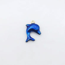 Load image into Gallery viewer, 3D Enamel Dolphin Charms, 18K Gold Plated Marine life Charms, Marine life Pendant, Necklace Making Charm, Jewelry Findings S20519
