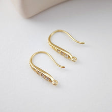 Load image into Gallery viewer, 18K Gold Plated Ear Wires, Cubic Pave Earring Hooks, Nickel Free, Fish Hooks, Ear Wires for Jewelry Making D0174