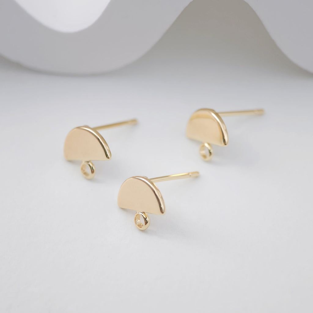 10pcs Gold Semicircle Earring Post With Loop,Needle Nickel Free Earrings, Ear Stud Loop, Hypoallergenic Earring Findings ZX179