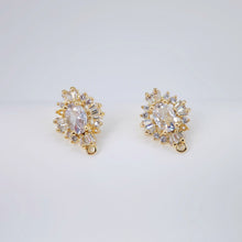 تحميل الصورة إلى عارض المعرض، أقراط على شكل معين من الزركونيا المكعبة، أقراط على شكل زهرة ذهبية مع حلقة، مضادة للحساسية، قطع أقراط، لوازم صنع أقراط يدوية الصنع D0042