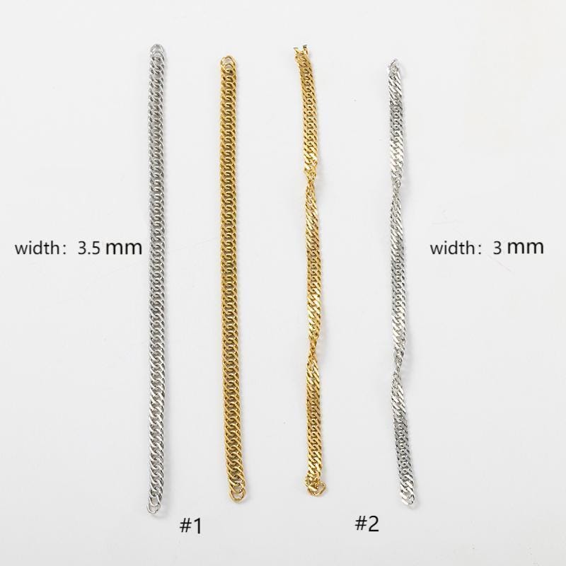 18K Gold Link Chain, Handmade DIY Accessories, 316L Stainless Steel, Sold in 0.5 Meters, ZD015