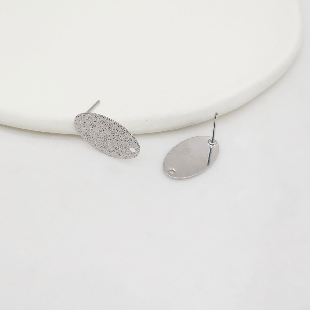 10pcs Oval Post With Loop, Frosted Surface, 18K Gold Stud Earring Nickel Free, Hypoallergenic Earring Findings ZX130