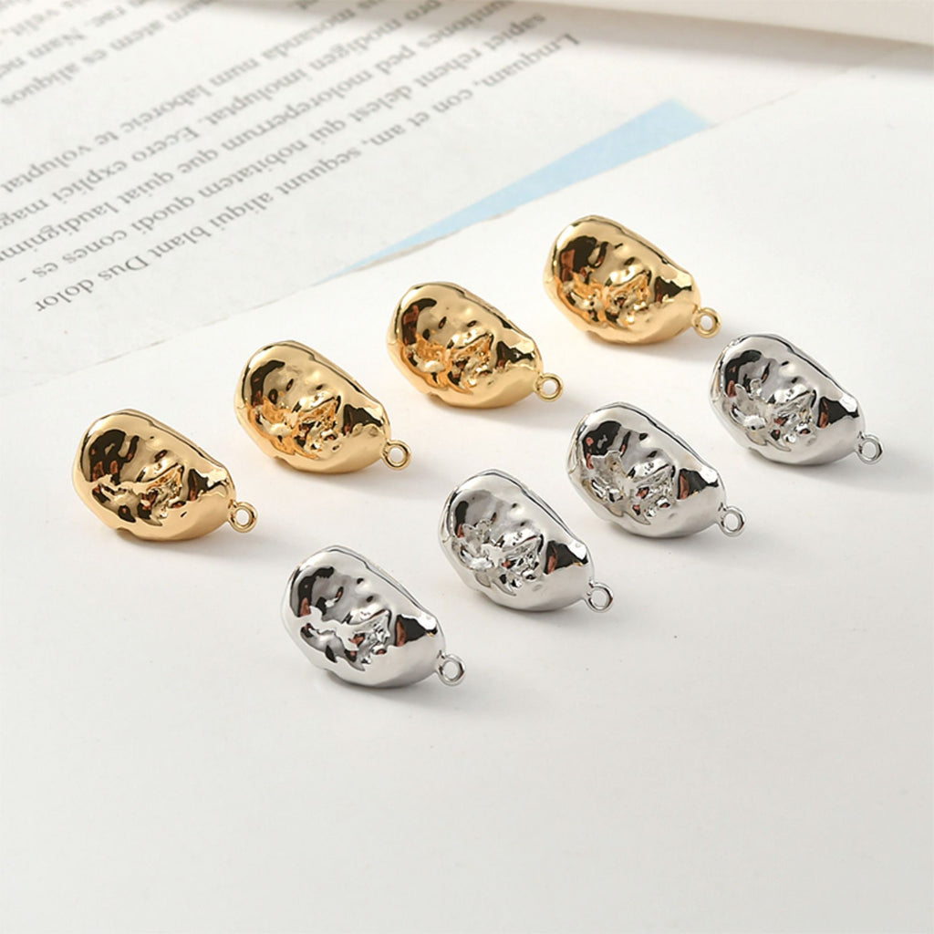 Irregular Stone Ear Post With Loop, S925 Silver Ear Pin Nickel Free, Gold/Silver Ear Stud, Hypoallergenic Earring Findings YL008-ZX7010