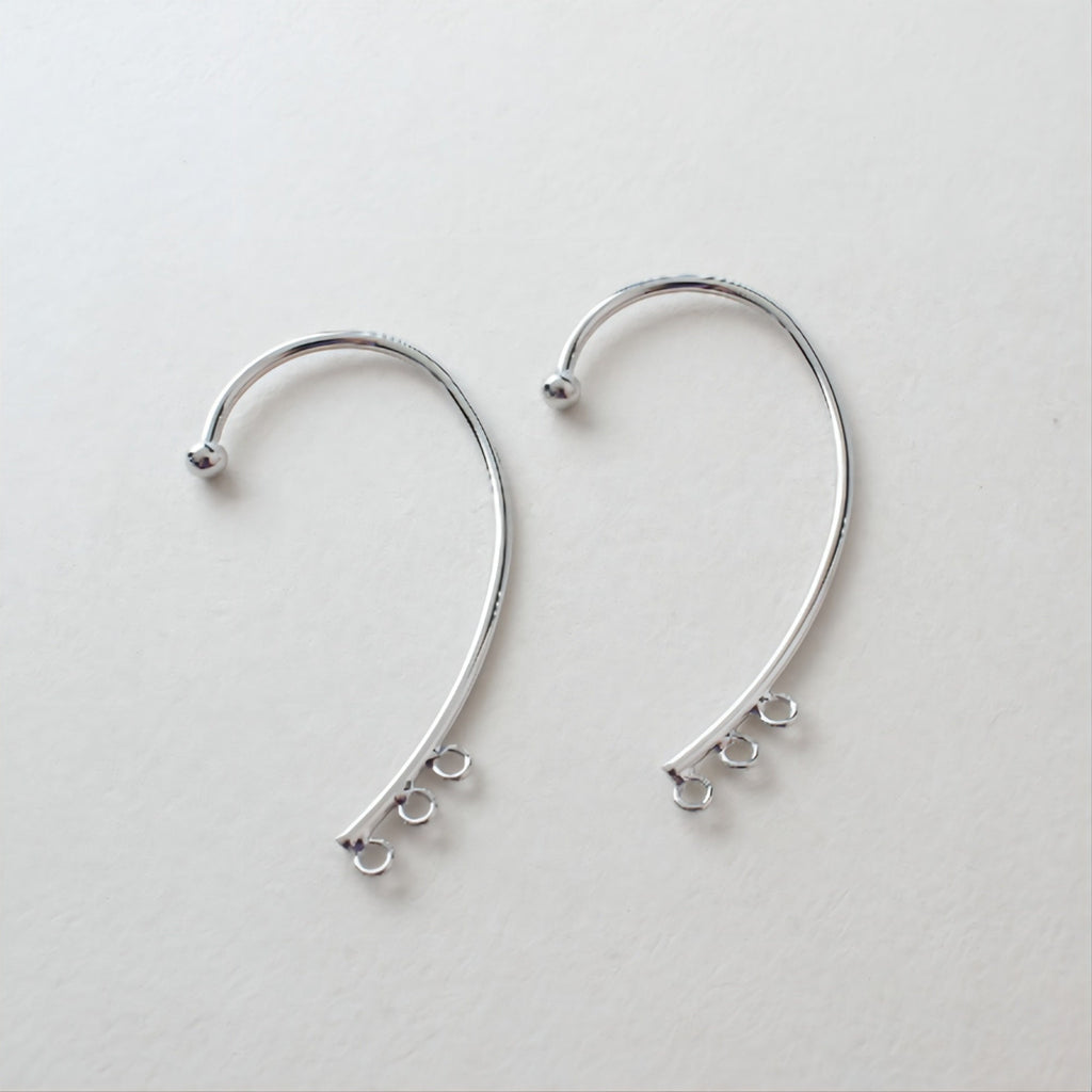 Ear Clips No Piercing For Women, with 3 loops, 14K Gold/Silver, Ear Cuff Clip, Pierceless, Ear Wrap Findings GS005