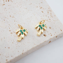 Load image into Gallery viewer, Tree Charms, Coconut, 18K Gold Plated Green Cubic Pave Charms, Fruit Plants Pendant, Necklace Charms S891