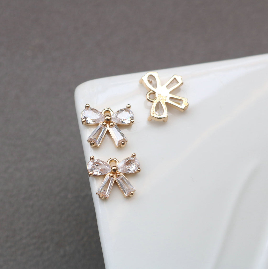 CZ  Fanshaped Charm, Cubic Zircon Crystal Crown Pendant, CZ Earring Charms, Gold Plated Brass Earring Charms, Jewelry Findings HL015-F199