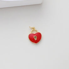 Load image into Gallery viewer, Enameled Heart Lock Pendant, Heart Lock Charm, 18K Gold Plated Necklace Making Pendant, Love Lock Pendant, Jewelry Findings S1308