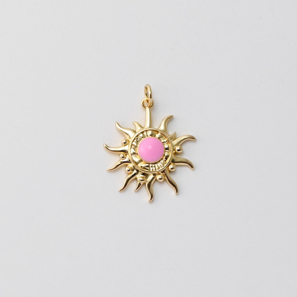 Sun Pendant, Enamel Sunshine Charms, 18K Gold Plated Sun Charms, For Bracelet And Necklace Making, Jewelry Findings S1412
