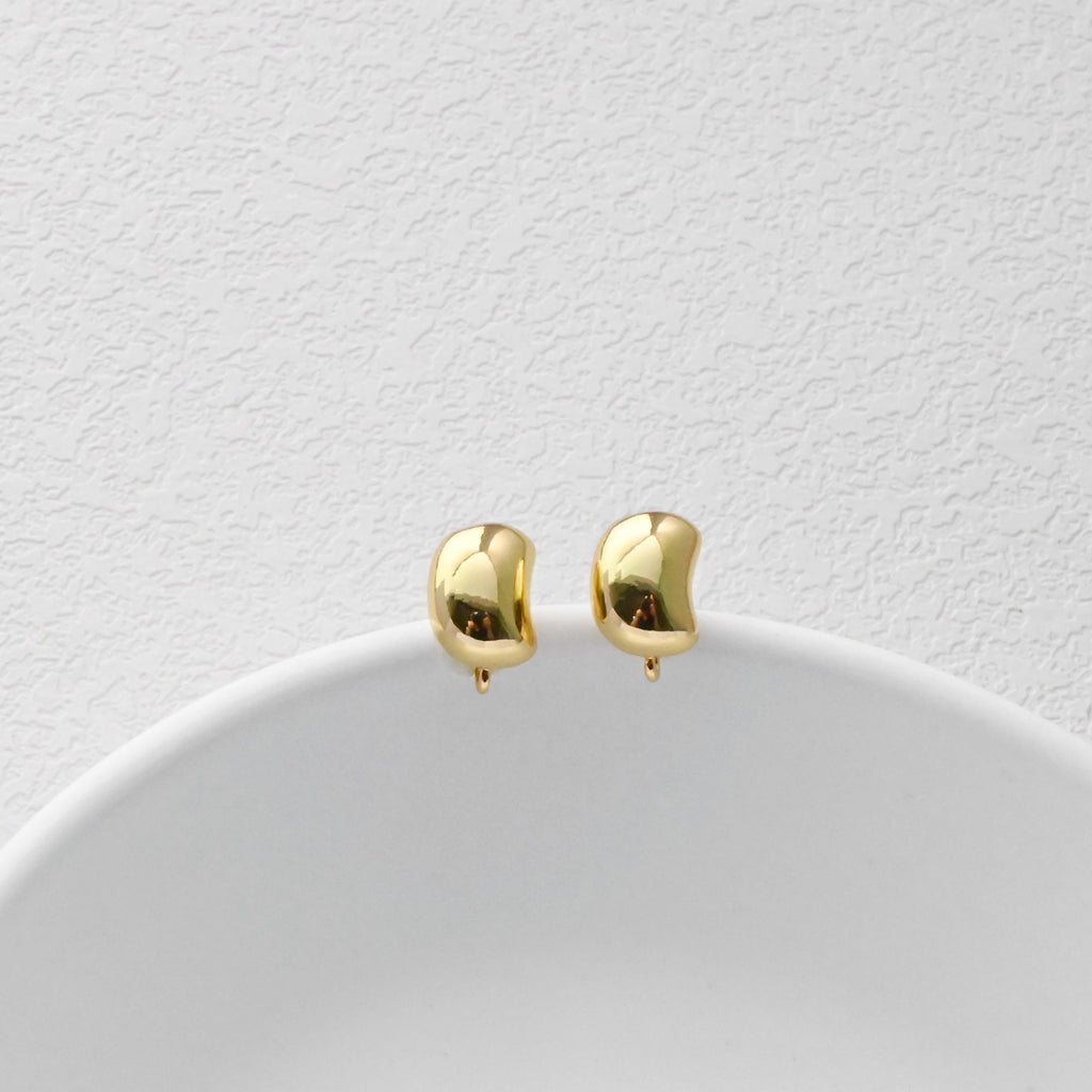 Gold Moon Ear Post with Loops, S925 Silver Ear Pin, Nickel Free, 18K Gold Plated Stud Earring Finding D0417