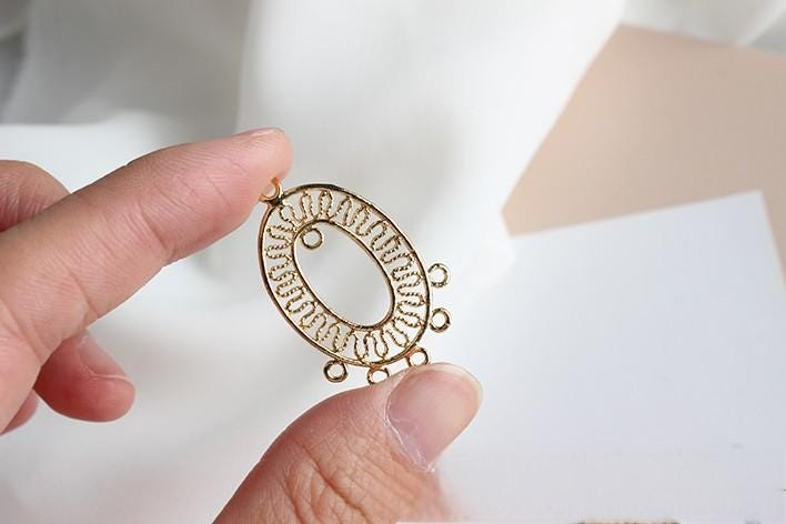 Dije bohemio, conector bohemio, conector para pulsera y collar, chapado en oro auténtico de 14 quilates, accesorios de joyería GZ660