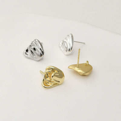 Tulip Flower Earring Post, 14K Real Gold Plated Brass Stud Earring With Loop, Nickel Free, Earring Finding LL173-D