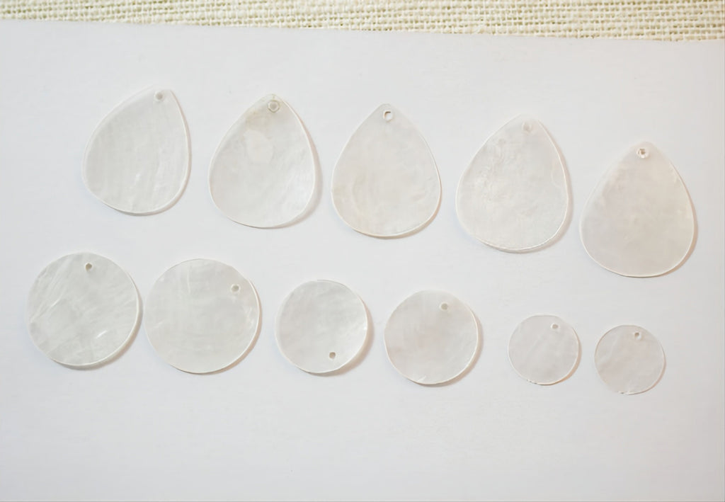10pcs Drop Shape Shell Pendant, Round Shape Shell Pendant, Shell Charm, Earring Making Findings, Jewelry Making Findings GK019