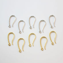 Load image into Gallery viewer, Twisted Ear Hooks, 14K Gold Earring Earring findings with loop, Fish Hooks, Ear Wires for Jewelry Making GT061