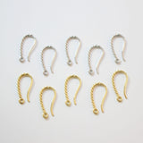Twisted Ear Hooks, 14K Gold Earring Earring findings with loop, Fish Hooks, Ear Wires for Jewelry Making GT061