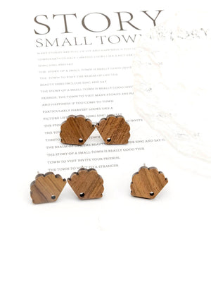 4PCS  Wood Earrings,  FanShaped Wooden Earrings for women,Reclaimed Walnut Wood, Nickel Free, Geometric Statement Earrings Finding  JT925